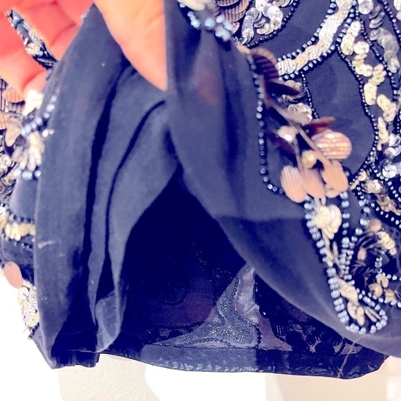 JAYGODFREY Sz4/S Gorgeous Beaded Mini Skirt Couture Crystal Lined Sequins - Picture 8 of 11